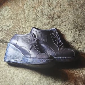 RUCOLINE Black Leather Shoes Womens Dress Platform Heel Shoes EU 38 US 7.5